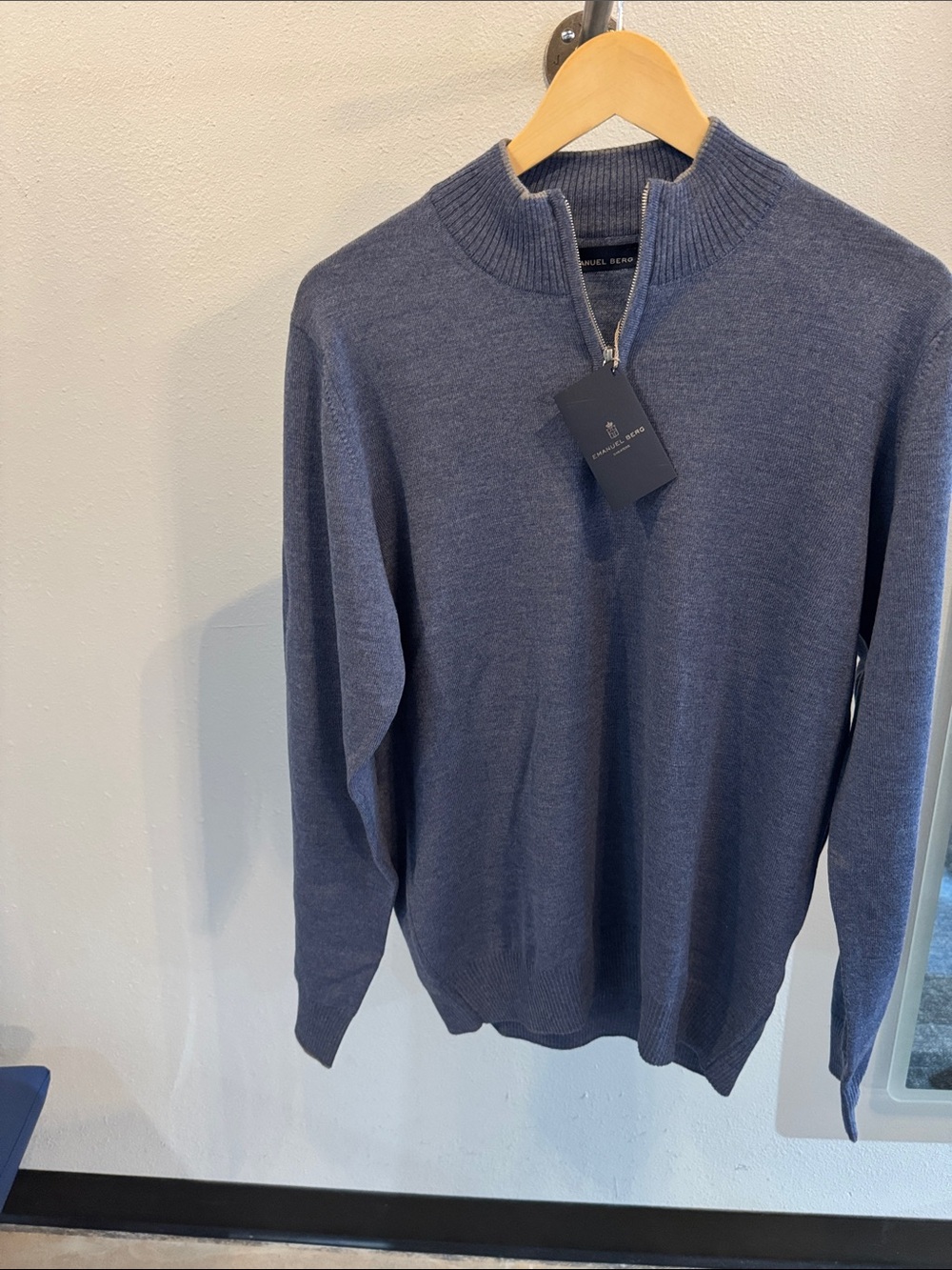 Men's Emanuel Berg Quarter-Zip Sweater in Blue